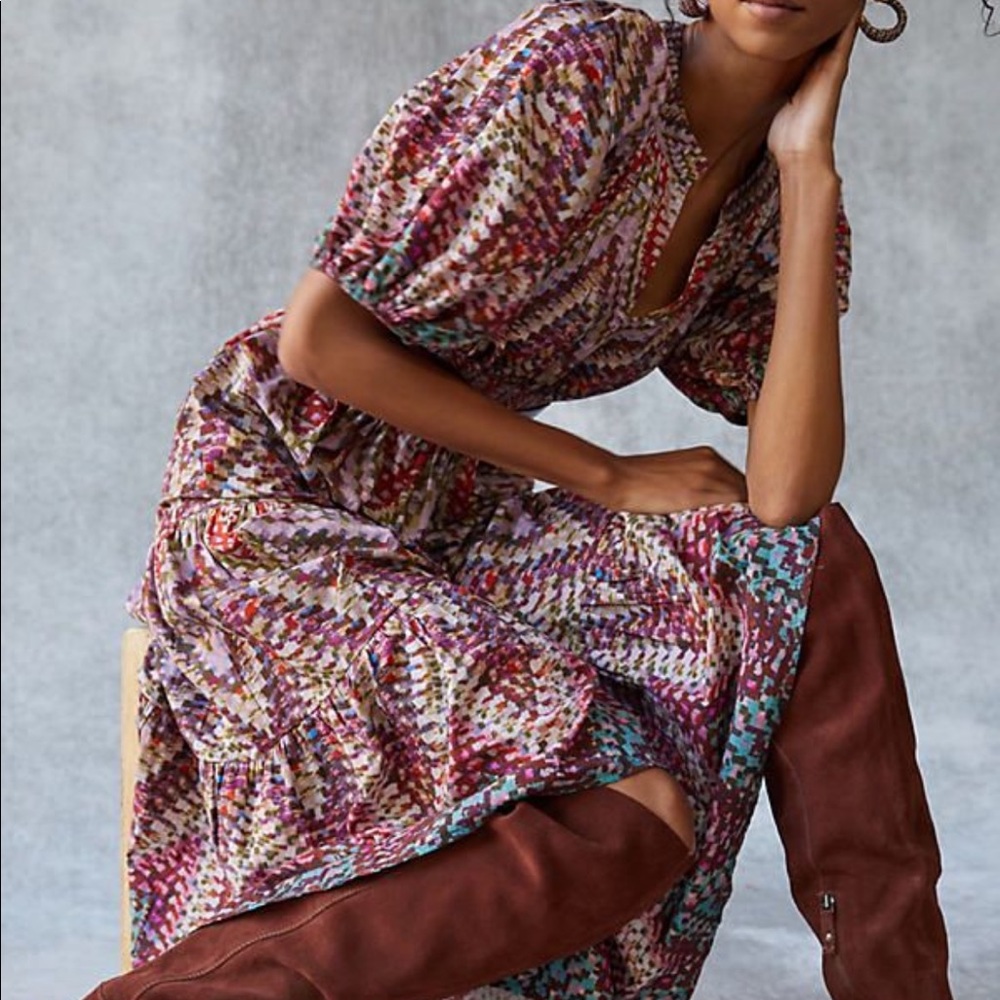 Anthropologie conditions apply puff sleeved maxi dress - Picture 3 of 10